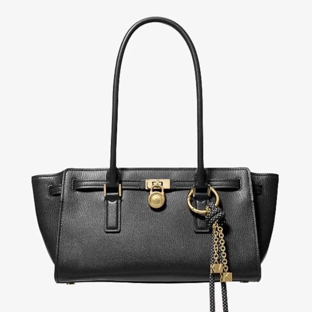 Michael Kors Black Vintage Hamilton Moderne Small Leather Satchel Purse $280